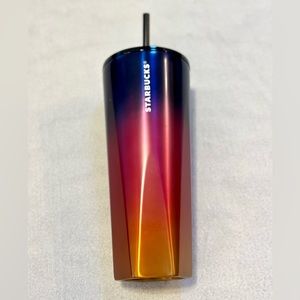 24oz 2022 Summer Geometric Purple Pink Orange Starbucks Stainless Steel Tumbler